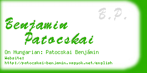benjamin patocskai business card